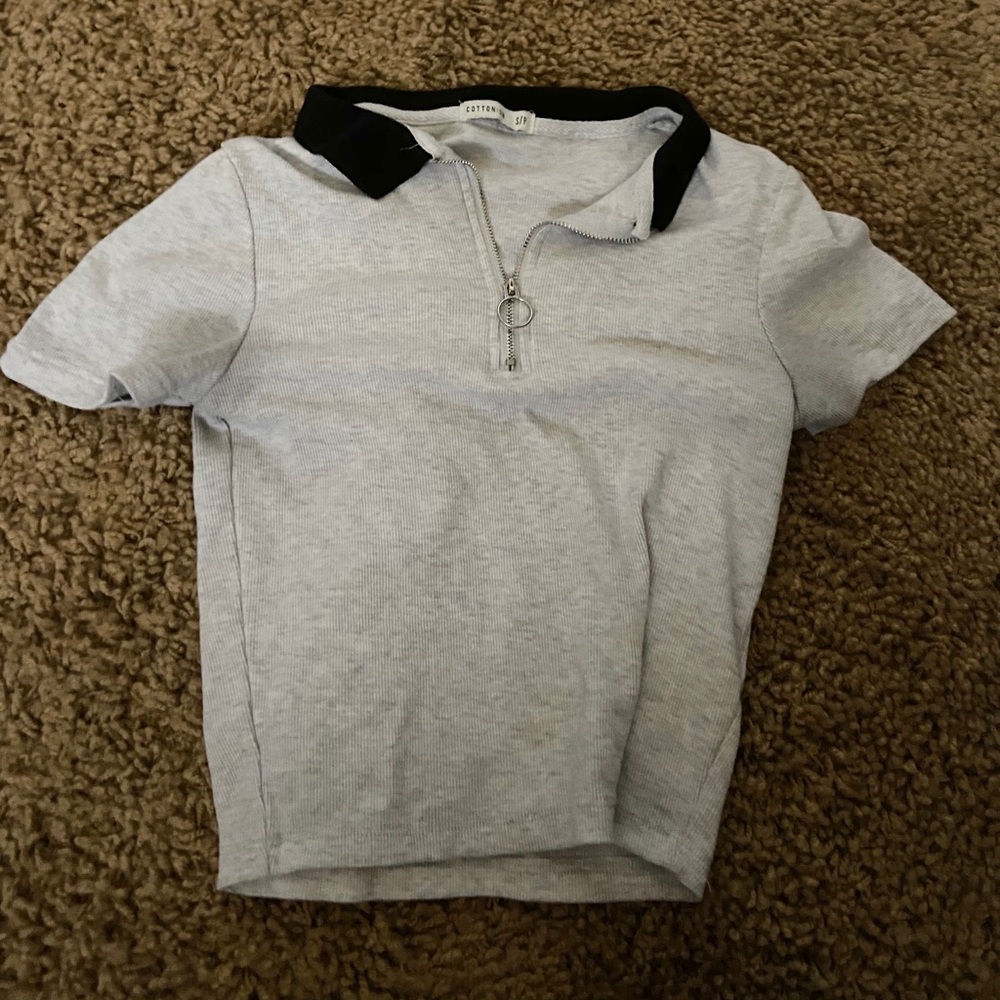 Cotton on- collared crop top